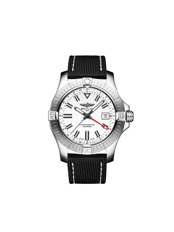 Breitling Avenger Stainless Steel 43 MM - Anthracite Calfskin Strap - White Dial - A32397101A1X1