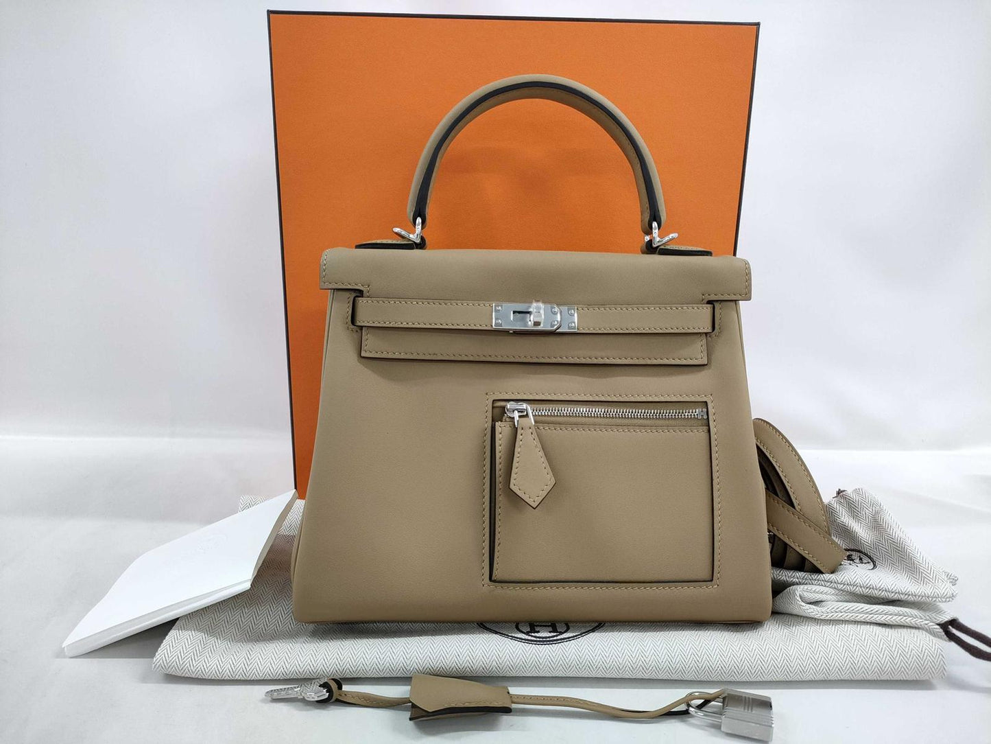 Hermès Kelly Sellier 25 - Colormatic Poussiere - Epsom - Palladium Hardware - K25CPEPHW