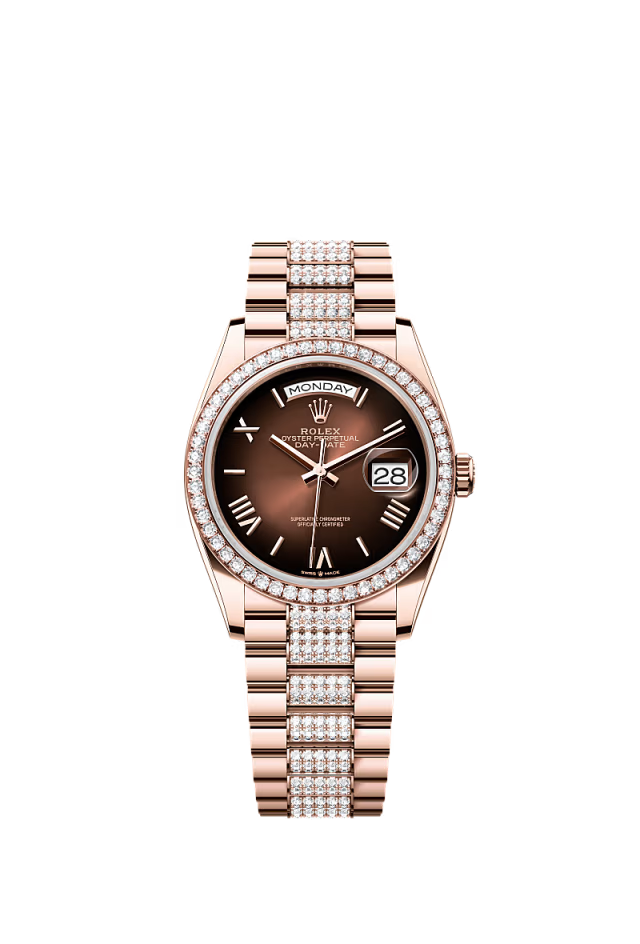 Rolex Day-Date - 36 MM - Rose Gold - Brown Dial - 128345RBR PdB nyc watcher nyc watches