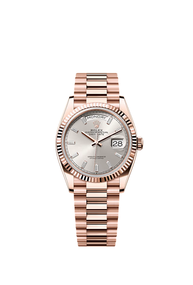 Rolex Day-Date - 36 MM - Rose Gold - Silver Dial - 128235 PSF nyc watcher nyc watches