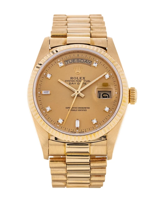 Rolex Day-Date - 36 MM - Yellow Gold - Champagne Diamond Dial - 18038 chd