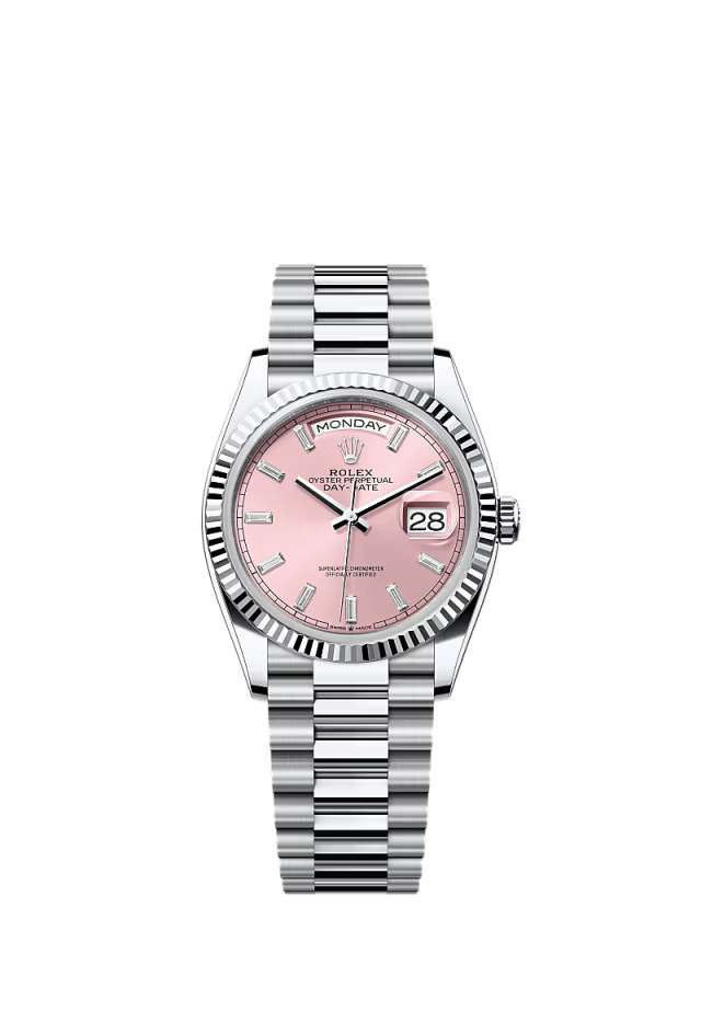 Rolex Day-Date - 36 MM - Platinum - Rose Dial - 128236 PR nyc watcher nyc watches