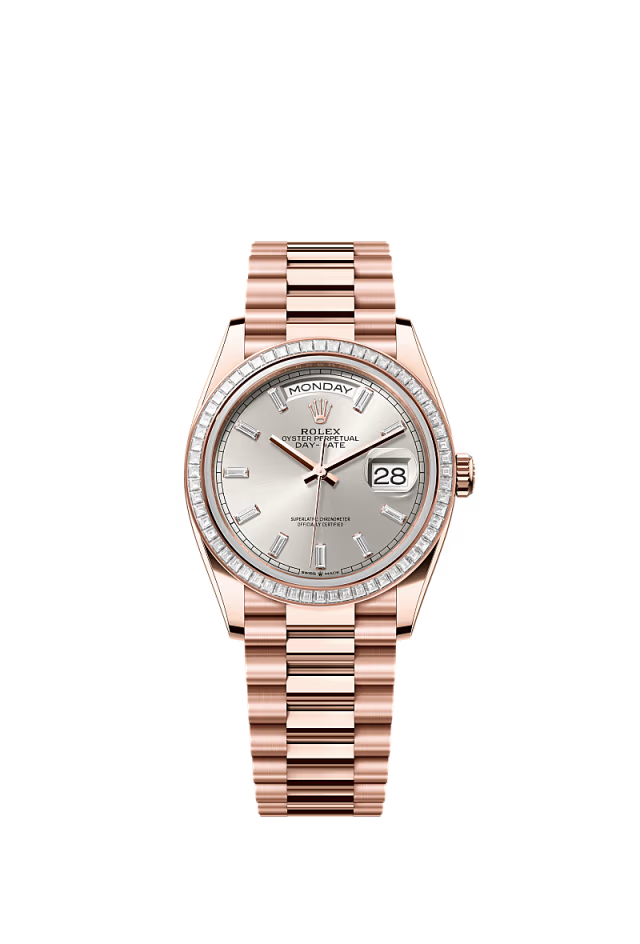 Rolex Day-Date - 36 MM - Rose Gold - Silver Dial - 128395TBR-0030