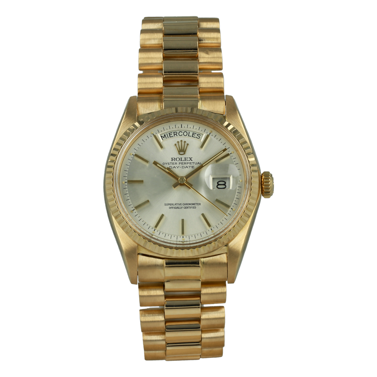 Rolex Day-Date - 36 MM - Yellow Gold - Silver Dial - 18038 svi nyc watcher nyc watches