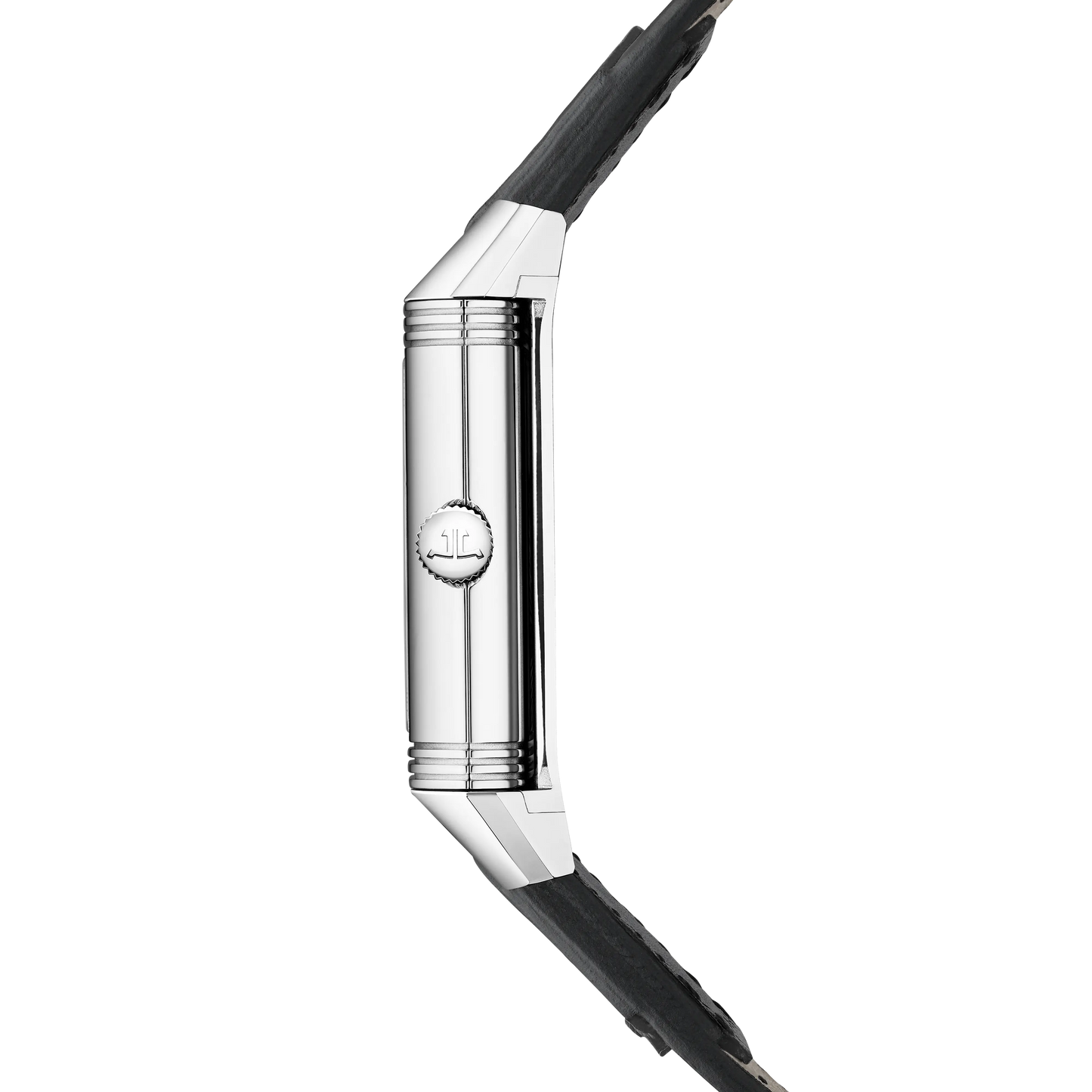 JLC - Reverso Tribute Duoface Small Seconds - 42.9 MM x 25.5 MM - Stainless Steel - Silver/Blue Dial - Black Leather Strap - Q3908410