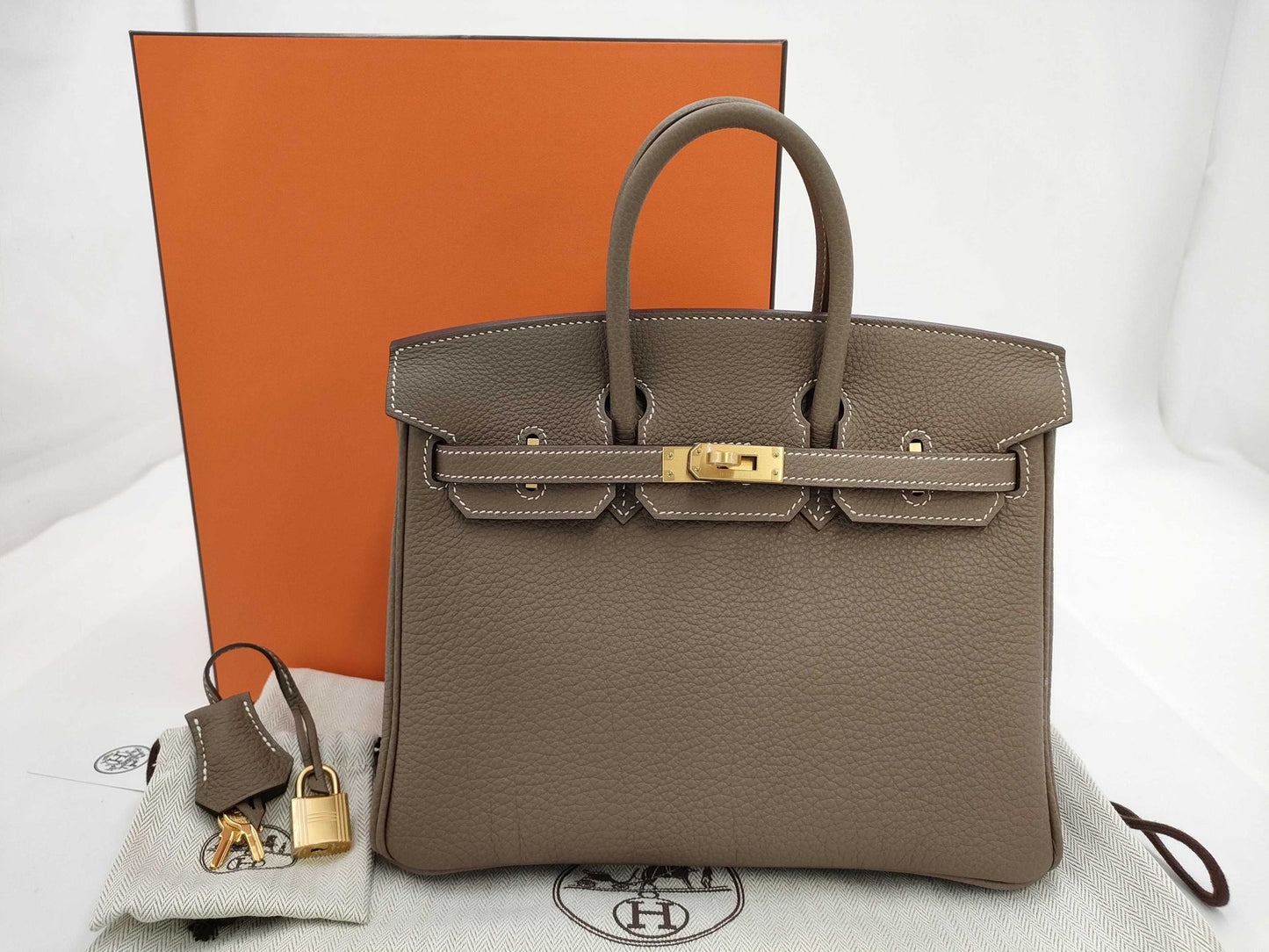 Hermès Birkin Sellier 25 - Etoupe Brushed - Togo - Gold Hardware - B25EBTGHW