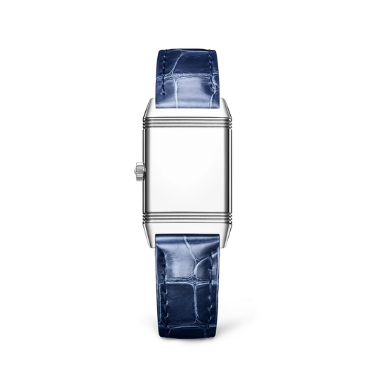 JLC - Reverso Classic Monoface - 35.78 MM x 21 MM - Stainless Steel - Silvered-Gray Opaline Dial - Blue Leather Strap - Q2618541