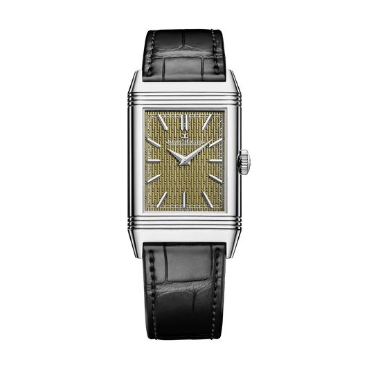 JLC - Reverso Tribute Enamel Hokusai Waterfalls Limited Edition - Yoro Waterfall - 45.6 MM x 27.4 MM - White Gold - Bamboo-Green Guilloché Enamel Dial - Black Leather Strap - Q39334T6
