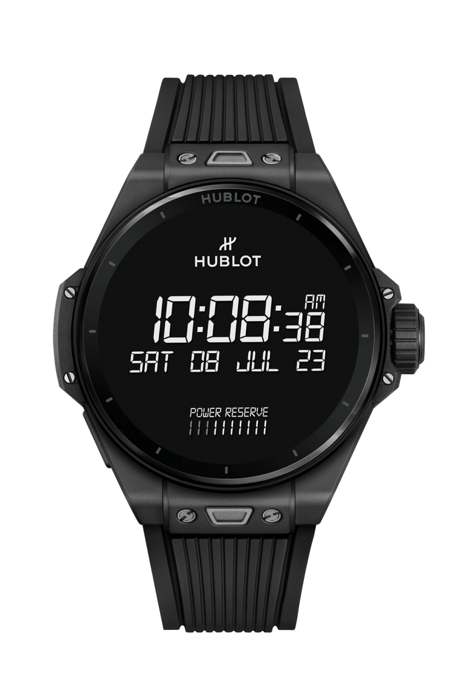Hublot Big Bang E Gen3 Black Magic 44 MM - Striped Structured Black Rubber Straps - Black Ceramic Digital Dial - 450.CI.1100.RX