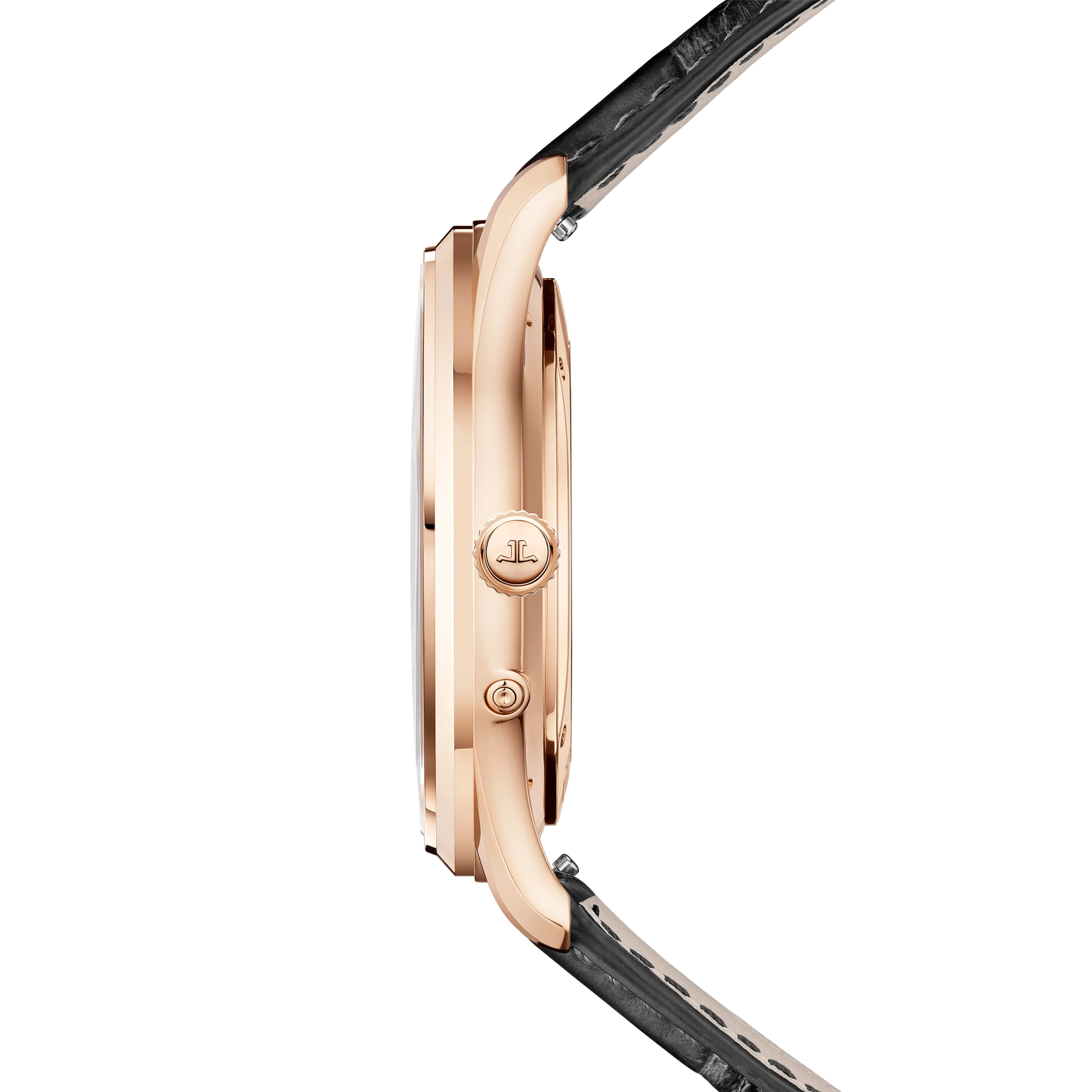 JLC - Master Ultra Thin Moon - 39 MM - Pink Gold - Eggshell Beige Dial - Black Leather Strap - Q1362511