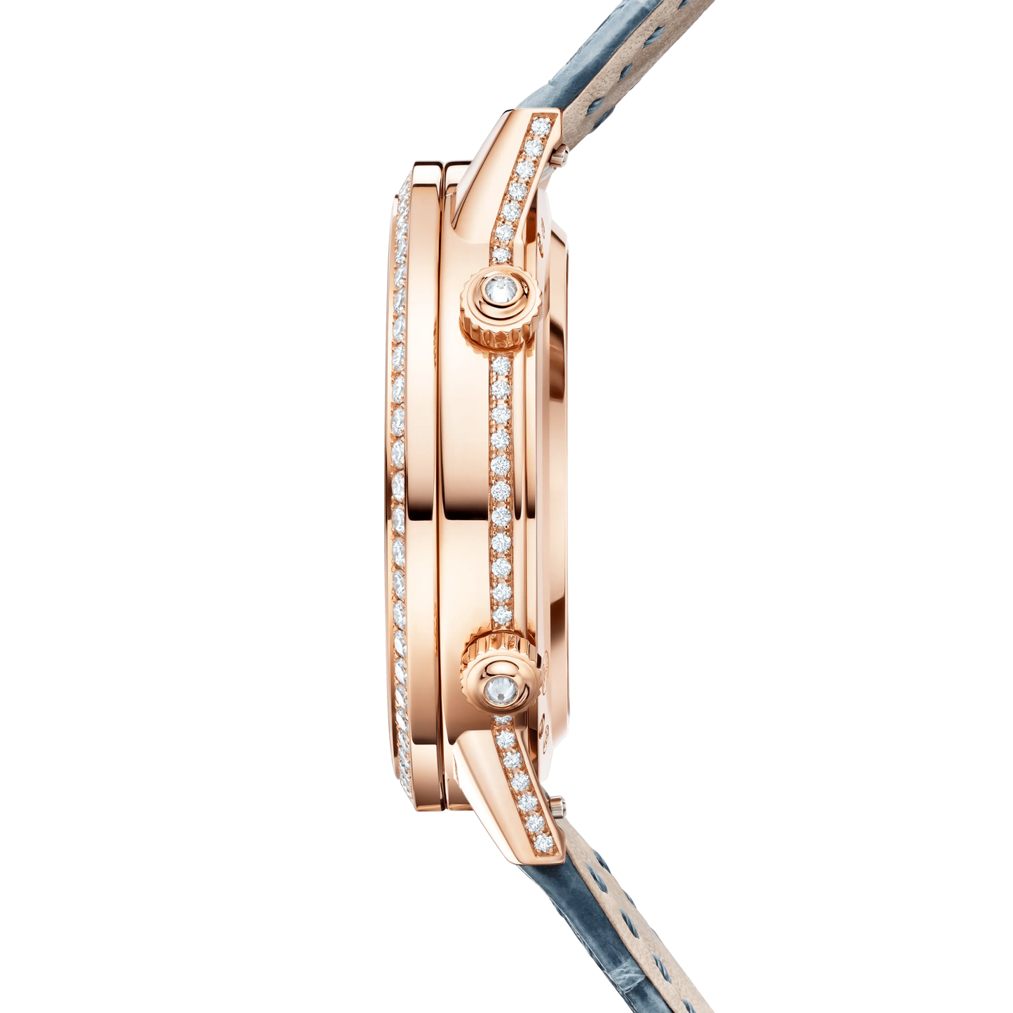 JLC - Rendez-Vous Jewellery Moon - 36 MM - Pink Gold - Blue 'Serenity' Asymmetrical Dial - Diamond Bezel - Blue Leather Strap - Q3522480