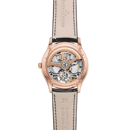JLC - Master Ultra Thin Tourbillon - 40 MM - Pink Gold - Eggshell Beige Dial - Black Leather Strap - Q1682411