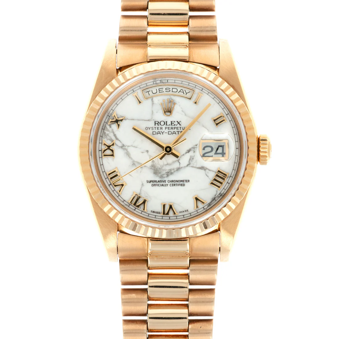 Rolex Day-Date - 36 MM - Yellow Gold - White Roman Dial - 18238 whr nyc watcher nyc watches