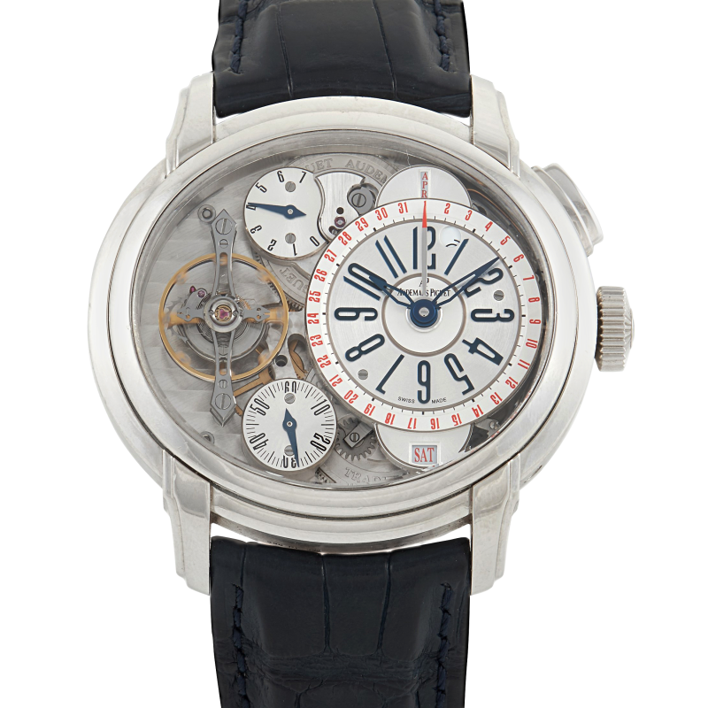 Audemars Piguet Millenary Tradition d'Excellence Cabinet Platinum 47 MM - Black Leather strap - Skeleton Dial - 226066PT.OO.D028CR.01