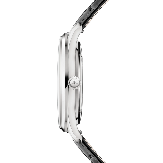 JLC - Master Ultra Thin Perpetual Calendar - 39 MM - Stainless Steel - Silvered-Gray Dial - Black Leather Strap - Q114842J