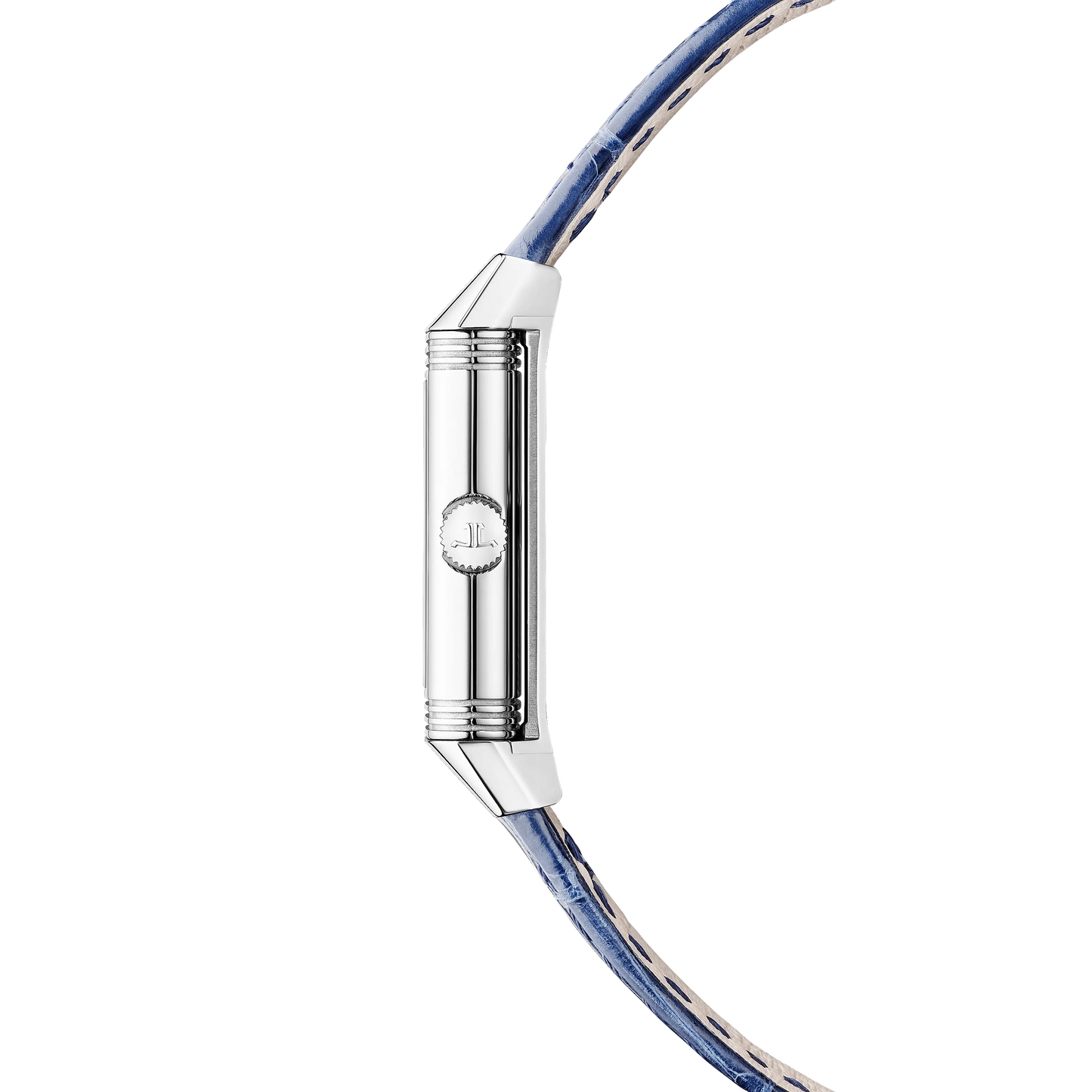 JLC - Reverso Classic Monoface Origin - 32.5 MM x 16.3 MM - Stainless Steel - Silvered-Gray Guilloché Dial - Blue Leather Strap - Q3878520