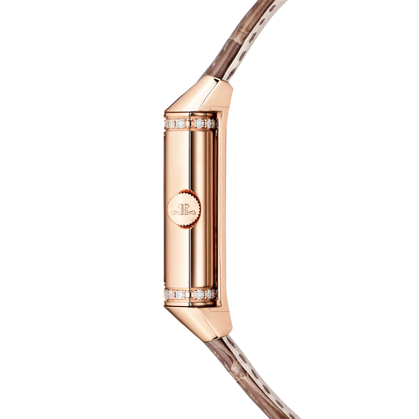 JLC - Reverso Classic Duetto - 40 MM x 24.4 MM - Pink Gold - Silvered-Gray/Black Dial - Diamond-Set Case - Brown Leather Strap - Q2572570
