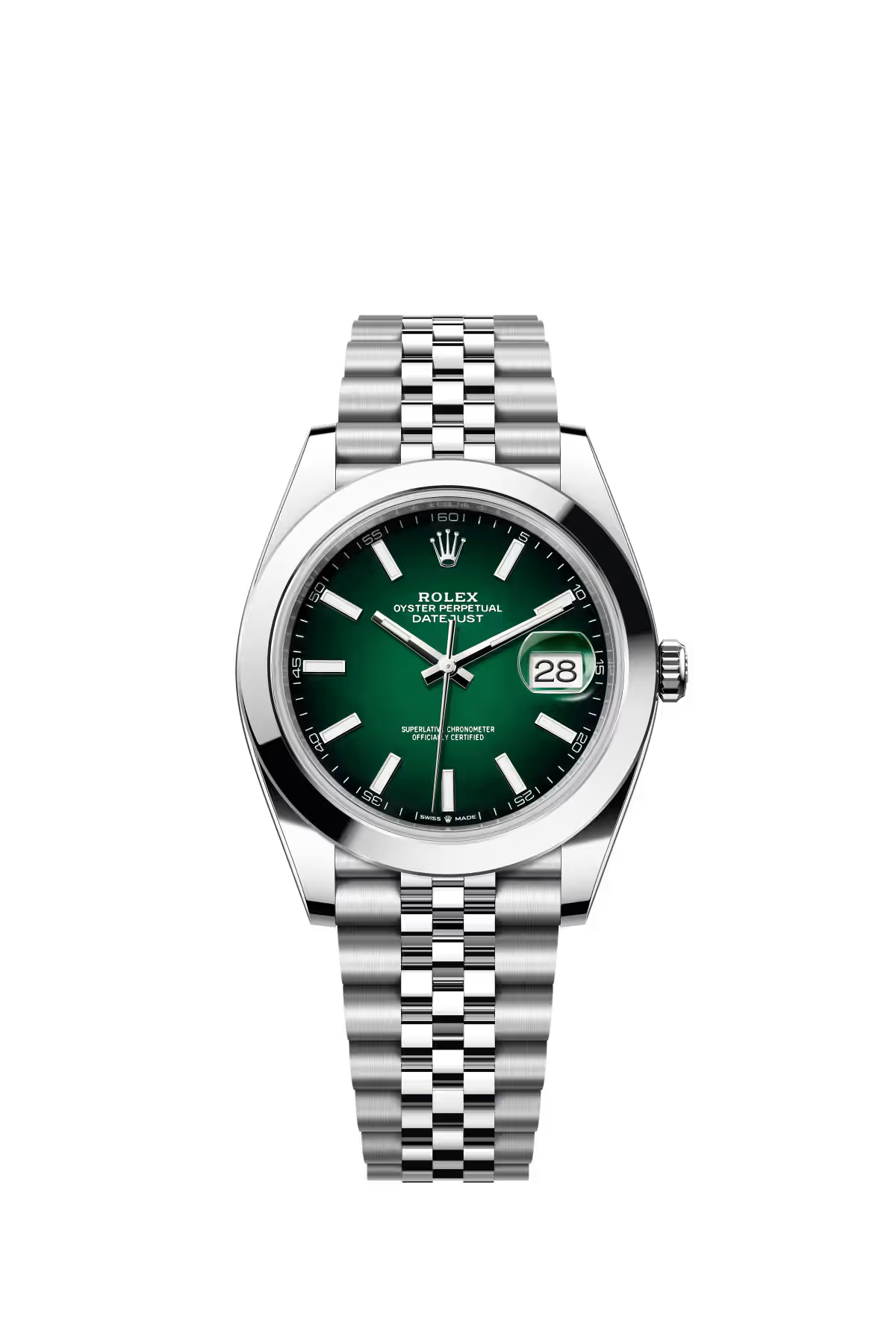 Rolex Stainless Steel Datejust 41 Date Watch - 41 MM - Jubilee Bracelet - Smooth Bezel - Green Ombré Dial - 126300-0026