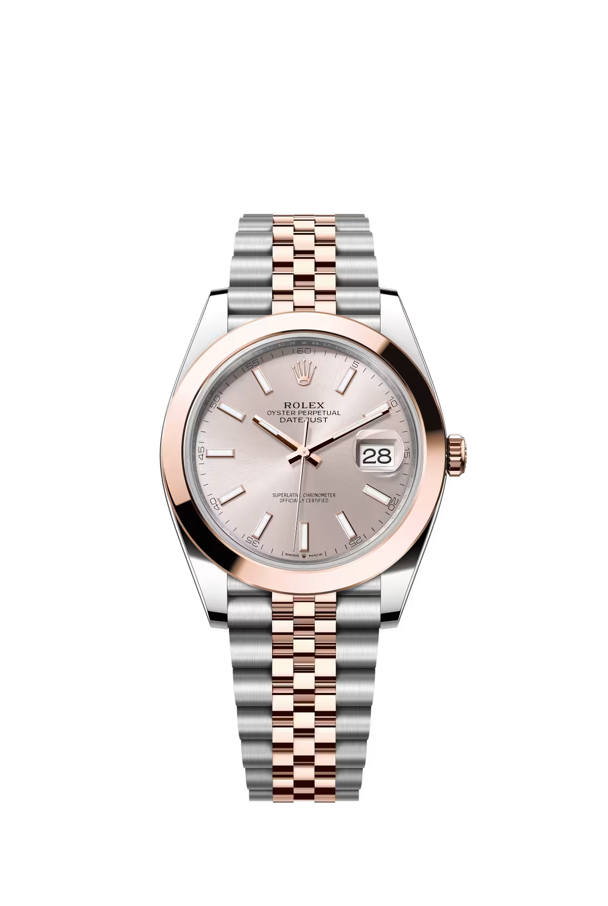 Rolex Stainless Steel and Pink Gold Datejust 41 Date Watch - 41 MM - Jubilee Bracelet - Domed Bezel - Sundust Index Dial - 126301-0010