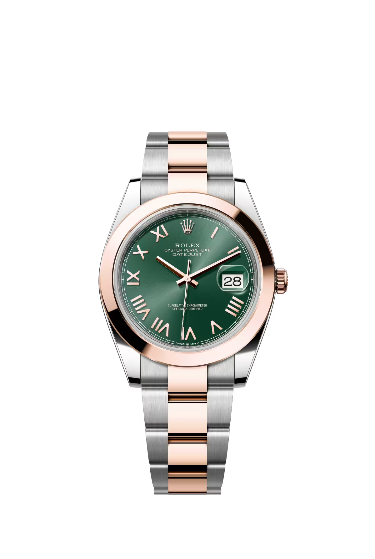Rolex Stainless Steel and Pink Gold Datejust 41 Date Watch - 41 MM - Oyster Bracelet - Domed Bezel - Mint Green Roman Dial - 126301-0021