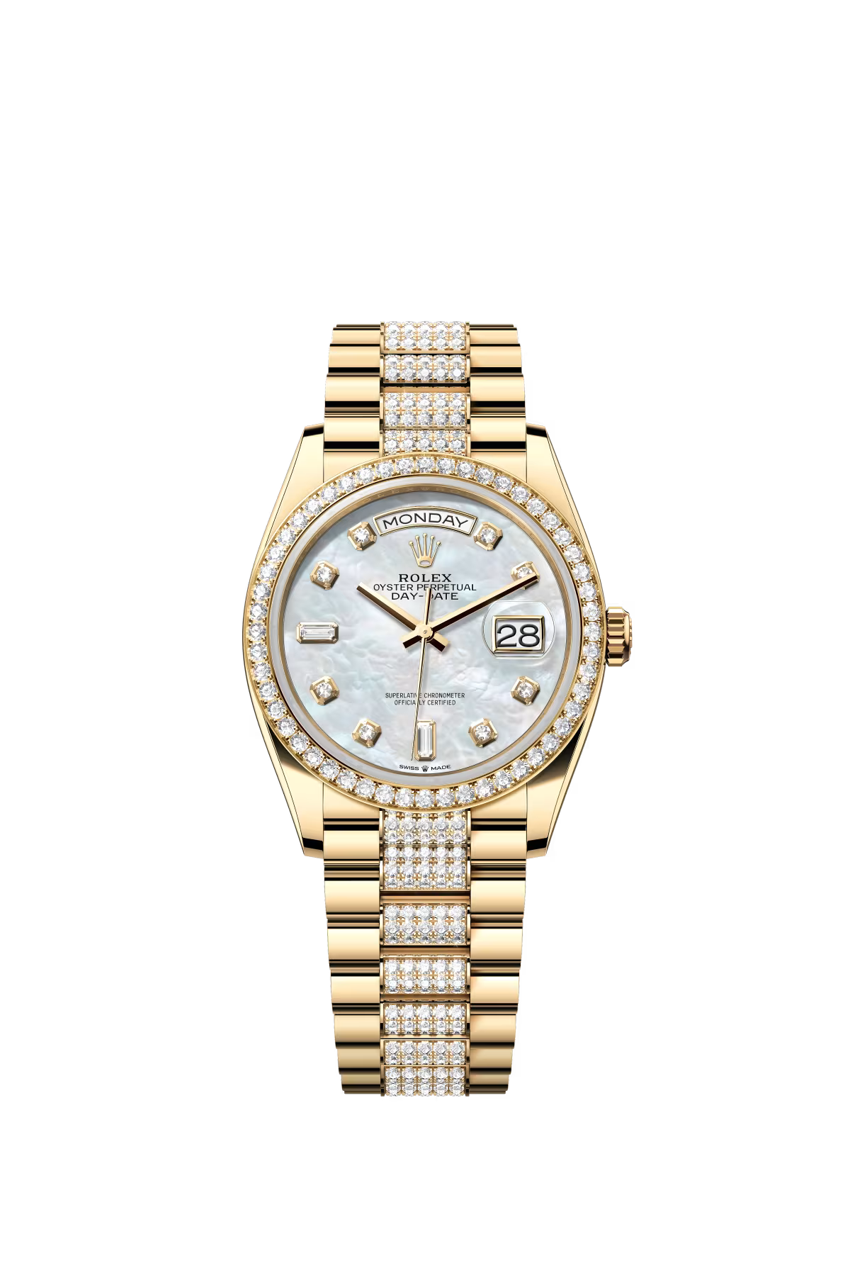 Rolex Presidential Yellow Gold Day-Date 36MM - Diamond-Set President Bracelet Watch - Mother-of-Pearl Diamond Dial - 128348RBR-0019
