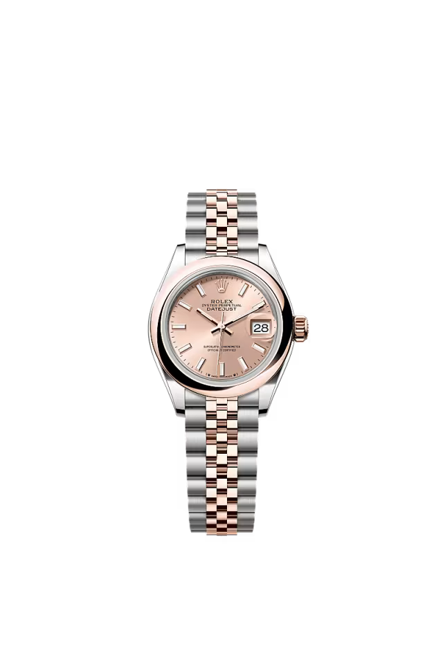 Rolex Lady-Datejust - 28 MM - Oystersteel and Rose Gold - Jubilee Bracelet - Smooth Bezel - Rose Index Dial - 279161-0023