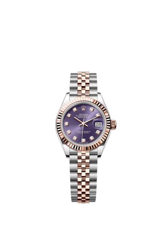 Rolex Lady-Datejust - 28 MM - Oystersteel and Rose Gold - Jubilee Bracelet - Fluted Bezel - Purple Diamond Dial - 279171-0015