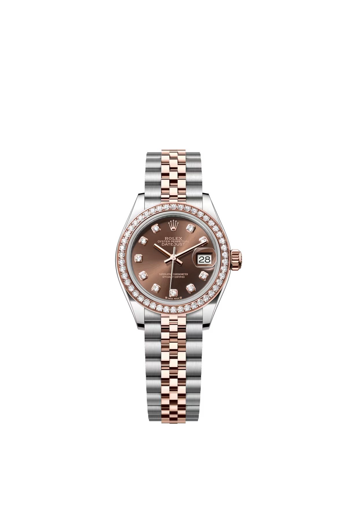 Rolex Lady-Datejust - 28 MM - Oystersteel and Rose Gold - Jubilee Bracelet - Diamond Bezel - Chocolate Diamond Dial - 279381RBR-0011