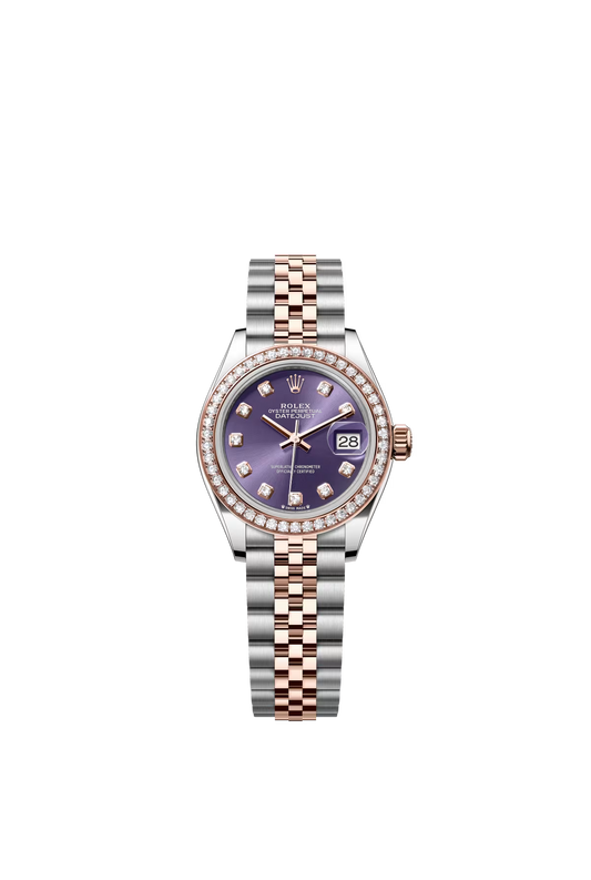 Rolex Lady-Datejust - 28 MM - Oystersteel and Rose Gold - Jubilee Bracelet - Diamond Bezel - Purple Diamond Dial - 279381RBR-0015
