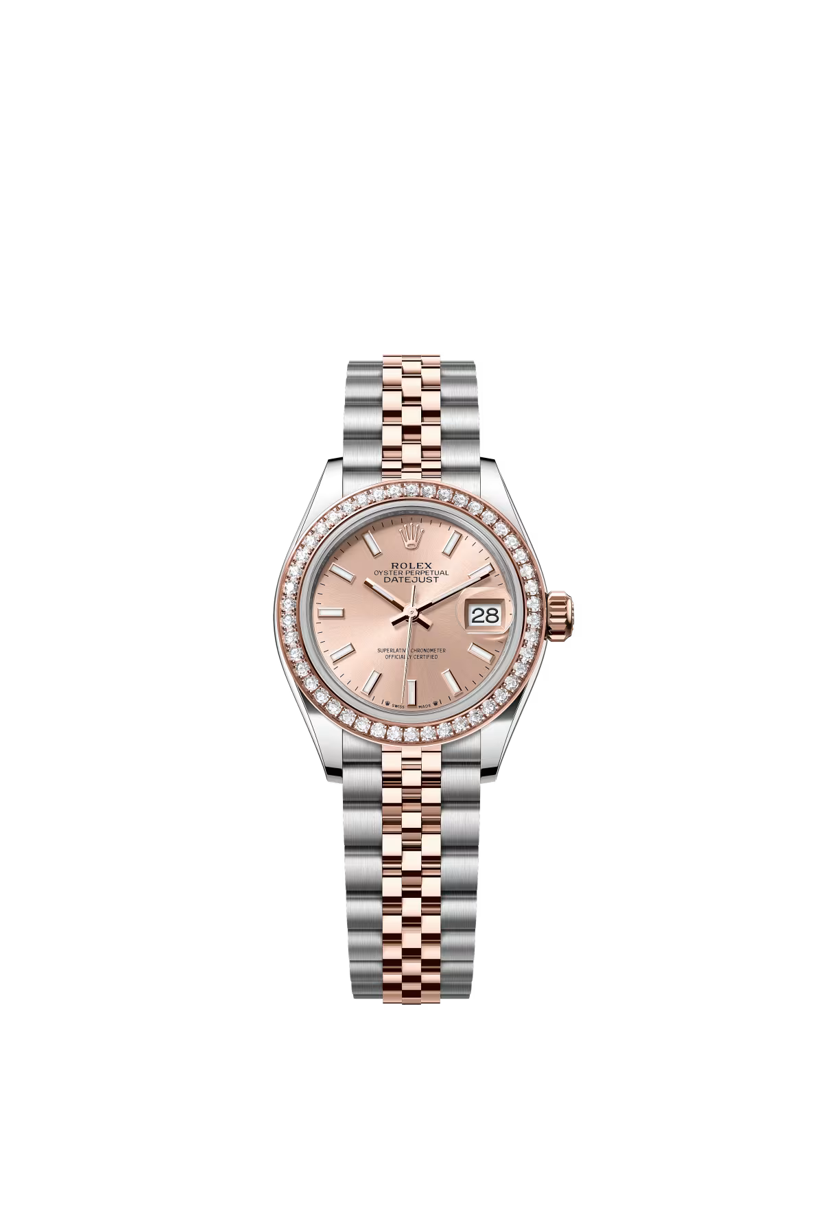Rolex Lady-Datejust - 28 MM - Oystersteel and Rose Gold - Jubilee Bracelet - Diamond Bezel - Rose Index Dial - 279381RBR-0023