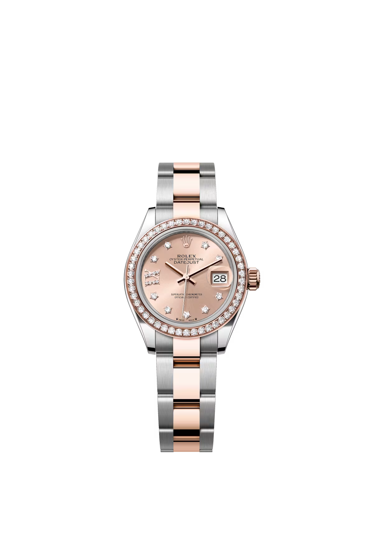 Rolex Lady-Datejust - 28 MM - Oystersteel and Rose Gold - Oyster Bracelet - Diamond Bezel - Rose IX Star Diamond Dial - 279381RBR-0028