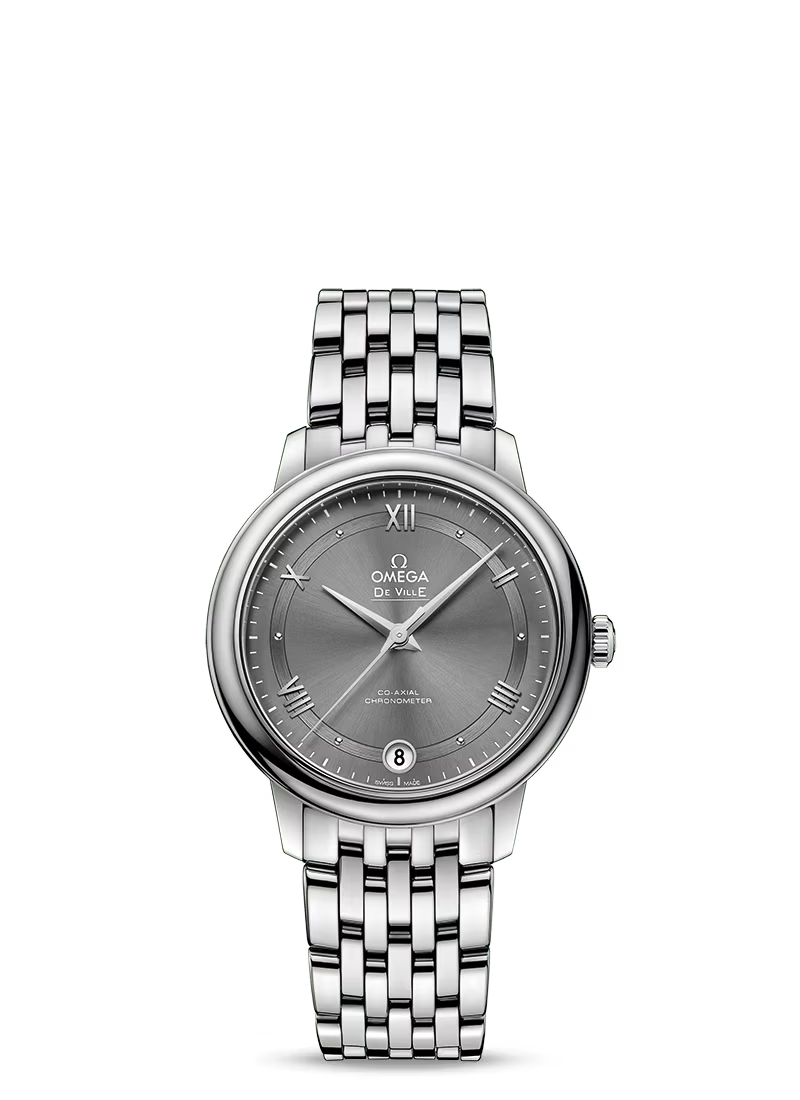 Omega De Ville Stainless Steel 32.7 MM - Stainless Steel Bracelet - Grey Dial - 424.10.33.20.06.001 nyc watcher nyc watches