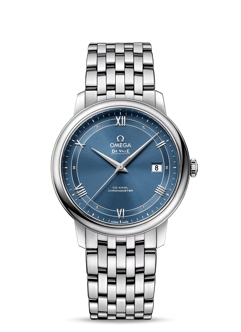 Omega De Ville Stainless Steel 39.5 MM - Stainless Steel Bracelet - Blue Dial - 424.10.40.20.03.002 nyc watcher nyc watches