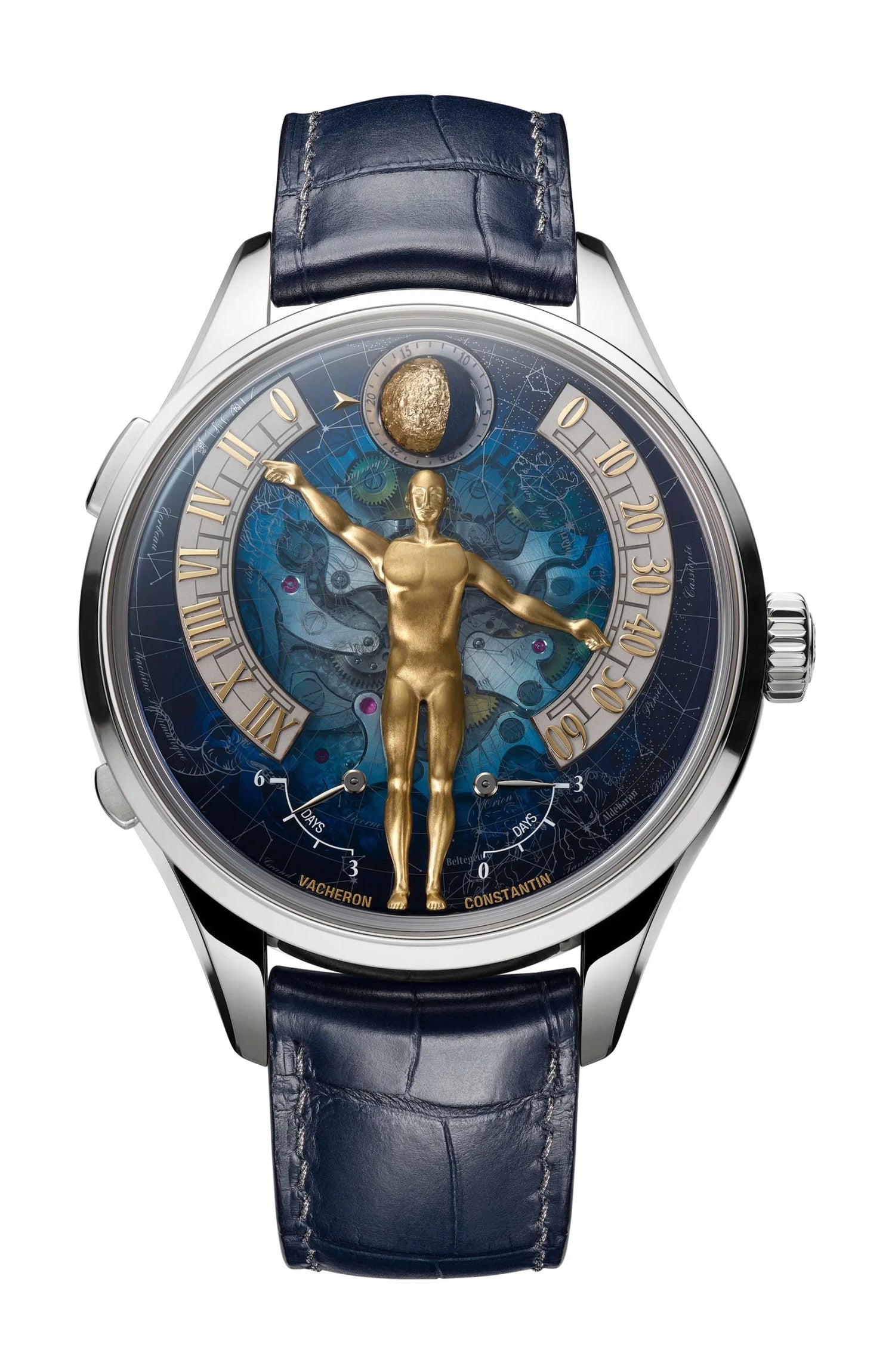 Vacheron Constantin Métiers D' Art Tribute To The Quest Of Time - Limited Edition - White Gold - 43 MM - Dark Blue Leather Strap - Celestial Artistic Dial - 7200A/000G-H103