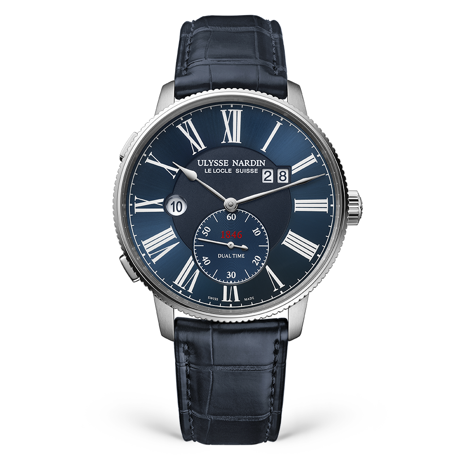 Ulysse Nardin Marine Stainless Steel 44 MM - Blue Leather Strap - Blue Dial - 3343-320-3A/1A
