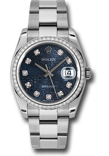 Rolex Stainless Steel And White Gold Datejust - 36 MM - Oyster Bracelet - Diamond Bezel - Blue Jubilee Diamond Dial - 116244 bljdo