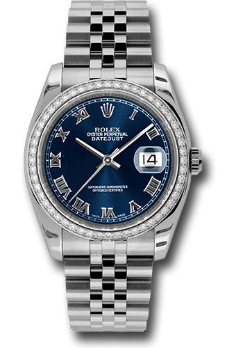Rolex Stainless Steel And White Gold Datejust - 36 MM - Jubilee Bracelet - Diamond Bezel - Blue Roman Dial - 116244 blrj