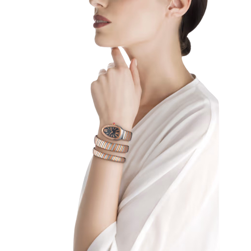 Bvlgari Serpenti Tubogas - 35 MM - Steel and Rose Gold - Black Dial - 102099 nyc watcher nyc watches