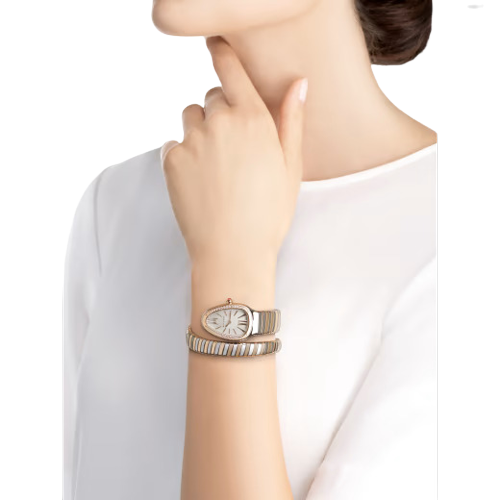 Bvlgari Serpenti Tubogas - 35 MM - Steel and Rose Gold - Silver Dial - 102237 nyc watcher nyc watches