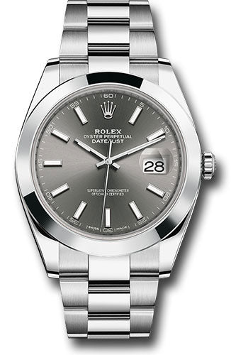 Rolex Stainless Steel Datejust 41 Date Watch - 41 MM - Oyster Bracelet - Smooth Bezel - Dark Rhodium Dial - 126300 dkrio