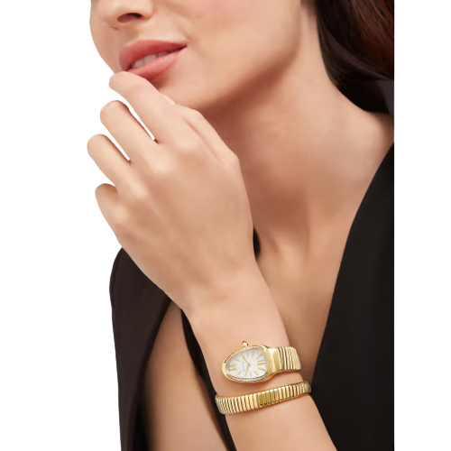 Bvlgari Serpenti Tubogas - 35 MM - Yellow Gold - White Dial - 101924 nyc watcher nyc watches
