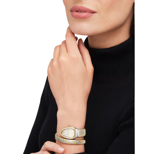 Bvlgari Serpenti Tubogas - 35 MM - Steel And Yellow Gold - White Dial - 103648 nyc watcher nyc watches