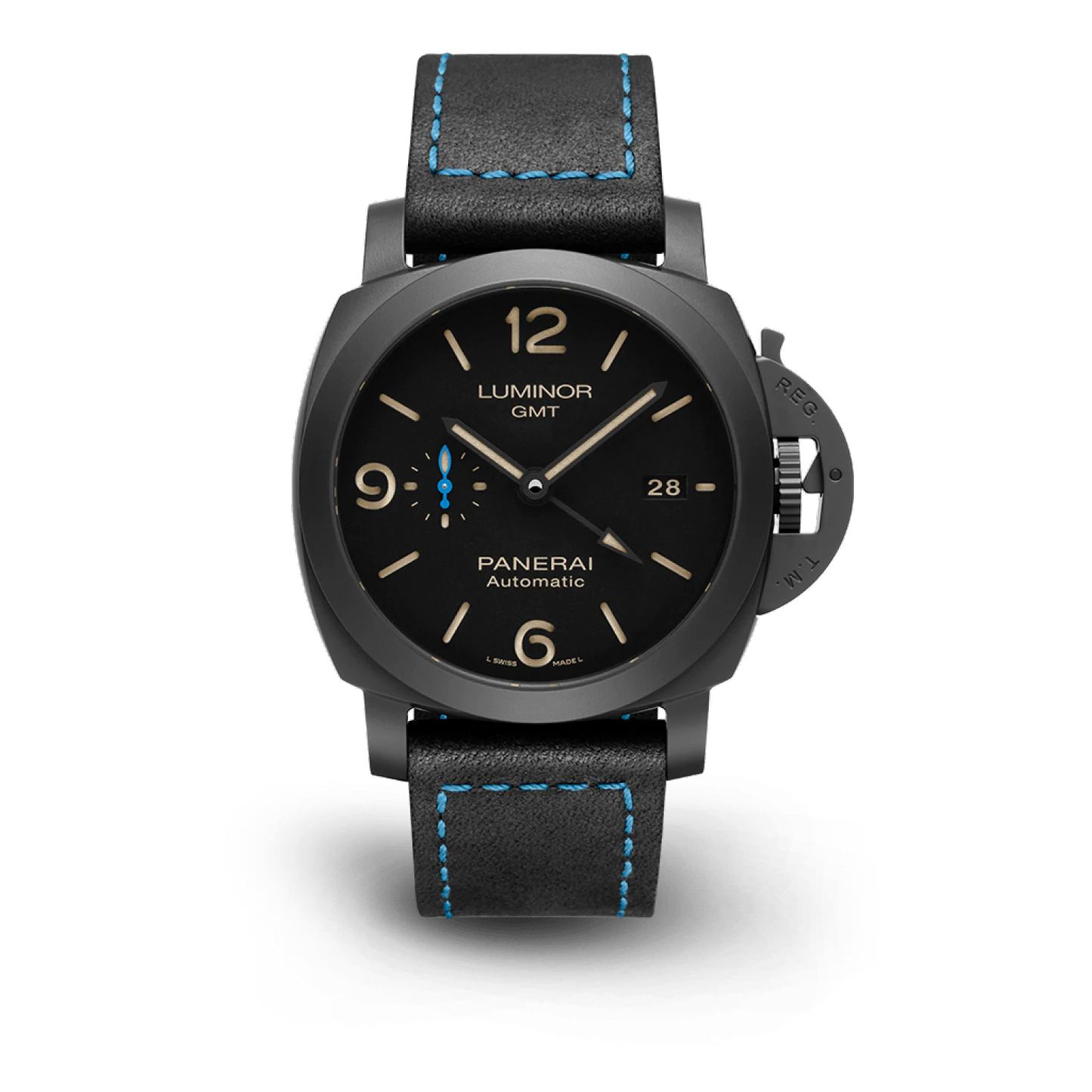Panerai Luminor GMT Black Ceramic 44 MM - Black Leather Strap - Black Dial - PAM01441