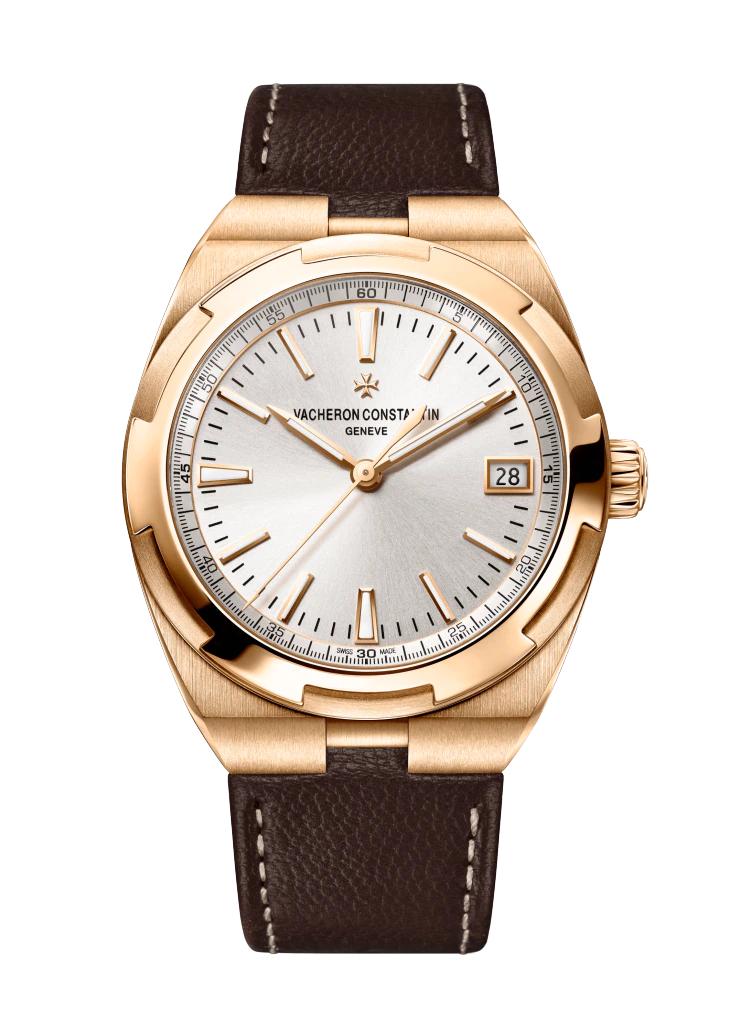 Vacheron Constantin Overseas Pink Gold 41MM - Brown Leather Strap - Silver Dial - 4500V/000R-B127