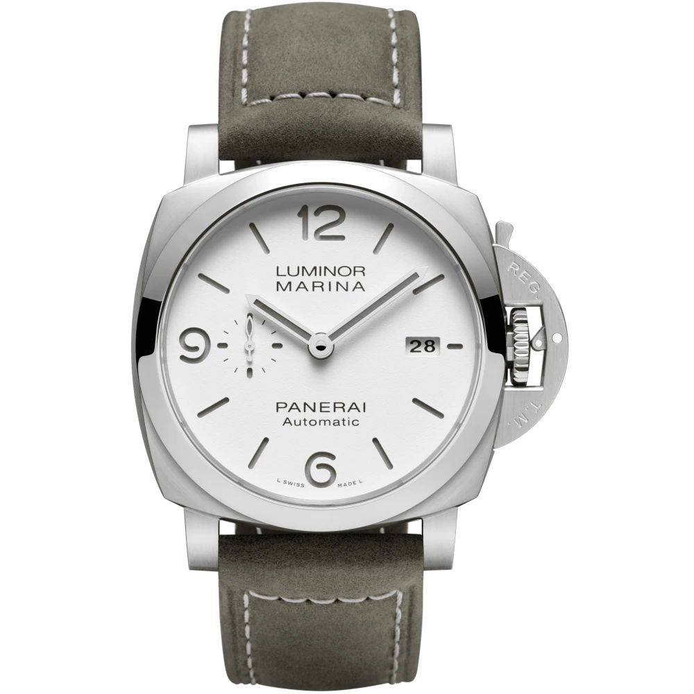 Panerai Luminor Marina Stainless Steel 44 MM - Beige Leather Strap - White Dial - PAM01314