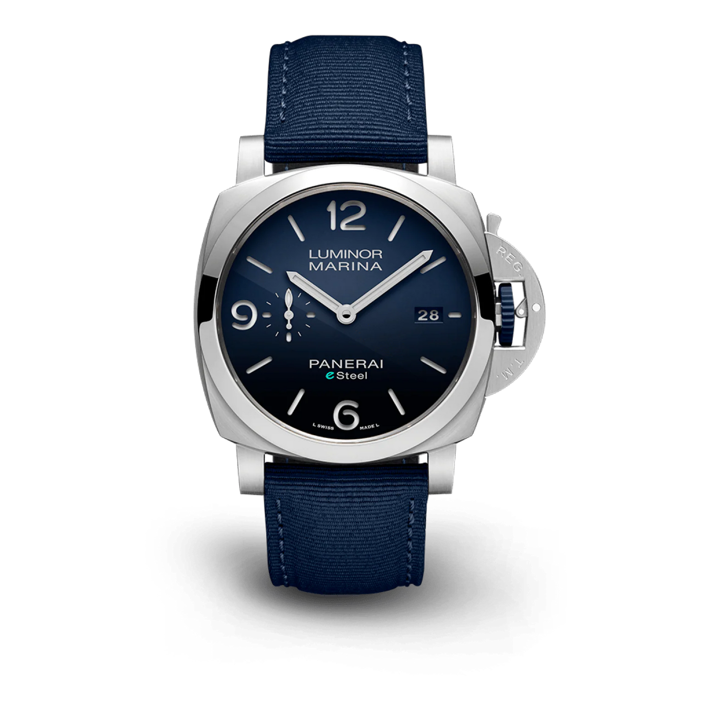Panerai Luminor Marina ESteel Blu Stainless Steel 44 MM - Blue Fabric Strap - Blue Dial - PAM01157