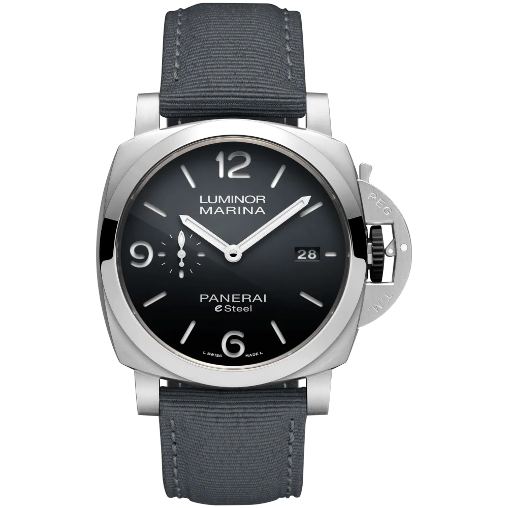 Panerai Luminor Marina ESteel Blu Stainless Steel 44 MM - Grey Fabric Strap - Grey Dial - PAM01358