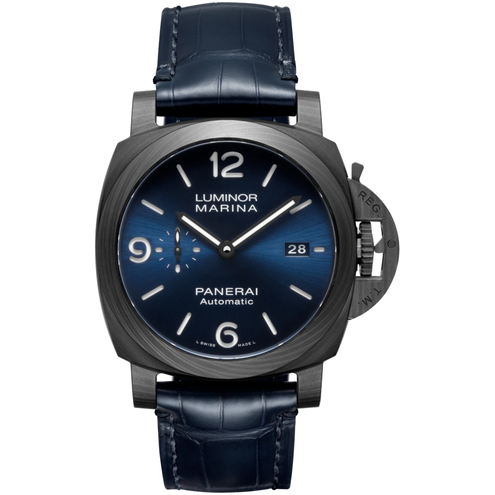 Panerai Luminor Marina Carbotech Blu Notte Carbon Fibre 44 MM - Blue Leather Strap - Blue Dial - PAM01664