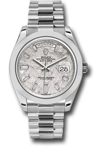 Rolex Presidential Platinum Day-Date 40MM - President Bracelet Watch - Smooth Bezel - Meteorite Baguette Diamond Dial - 228206 mtdp