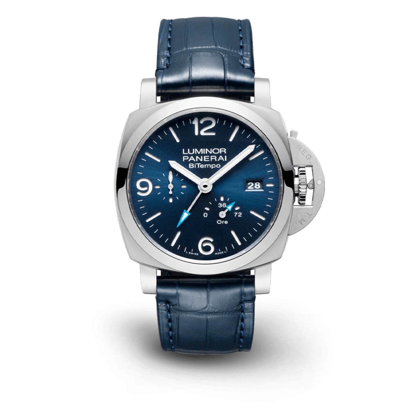 Panerai Luminor BiTempo Stainless Steel 44 MM - Blue Leather Strap - Blue Dial - PAM01361